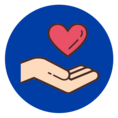 hand holds out heart icon