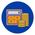calculator and coins icon