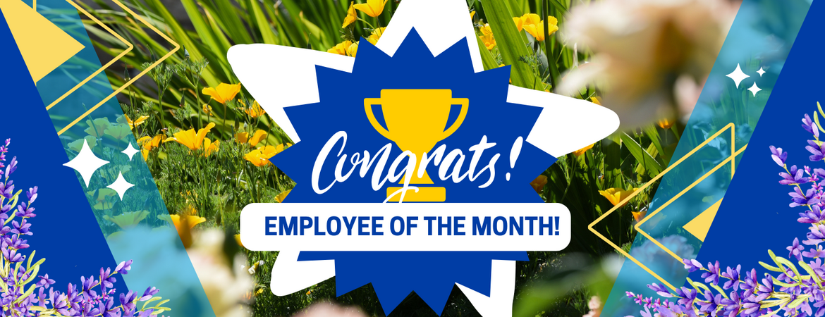 Decorative. Banner text reads: Congrats Employee of the Month!