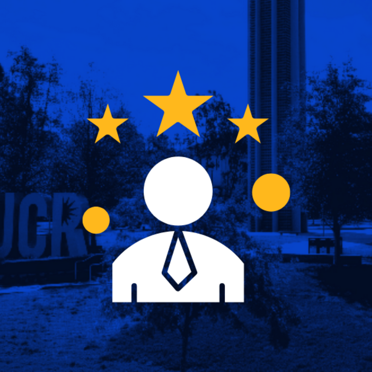 An outline of an employee with stars above the,.