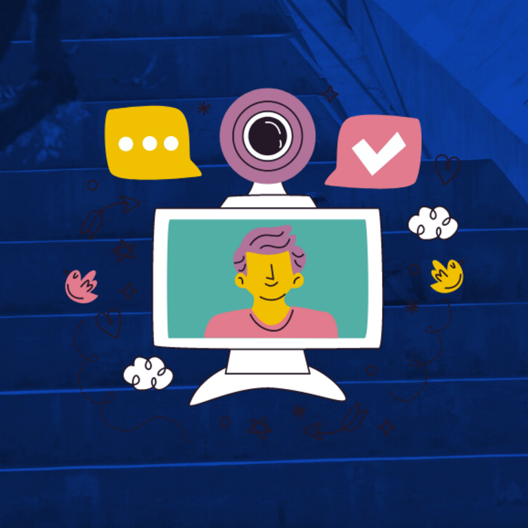 various animated icons representing digital culture