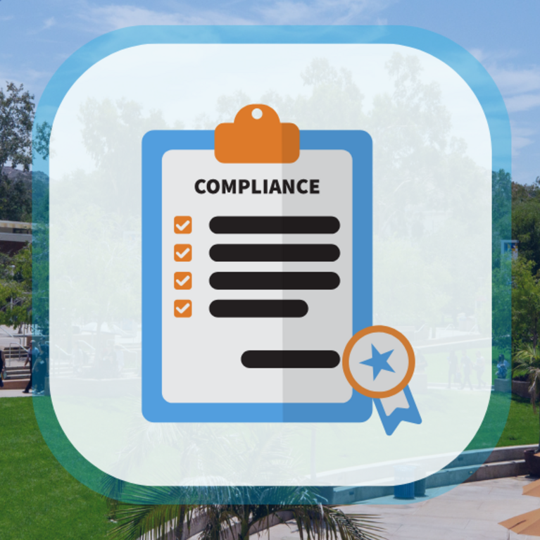 Clipboard with compliance checklist and a ribbon at the bottom
