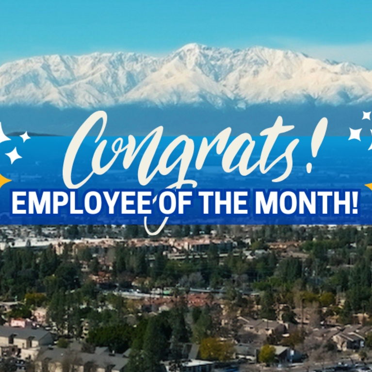 Decorative. Banner text reads: Congrats Employee of the Month!
