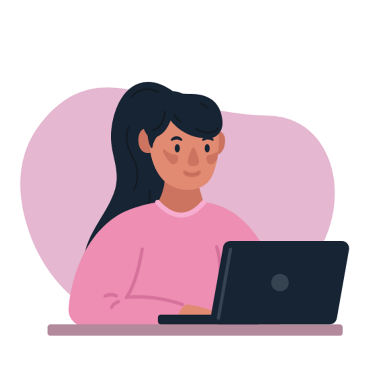 Female working on laptop - EOM