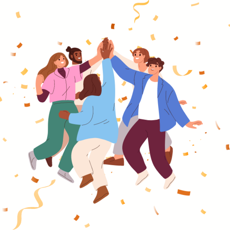 Group of Team Members Celebrating