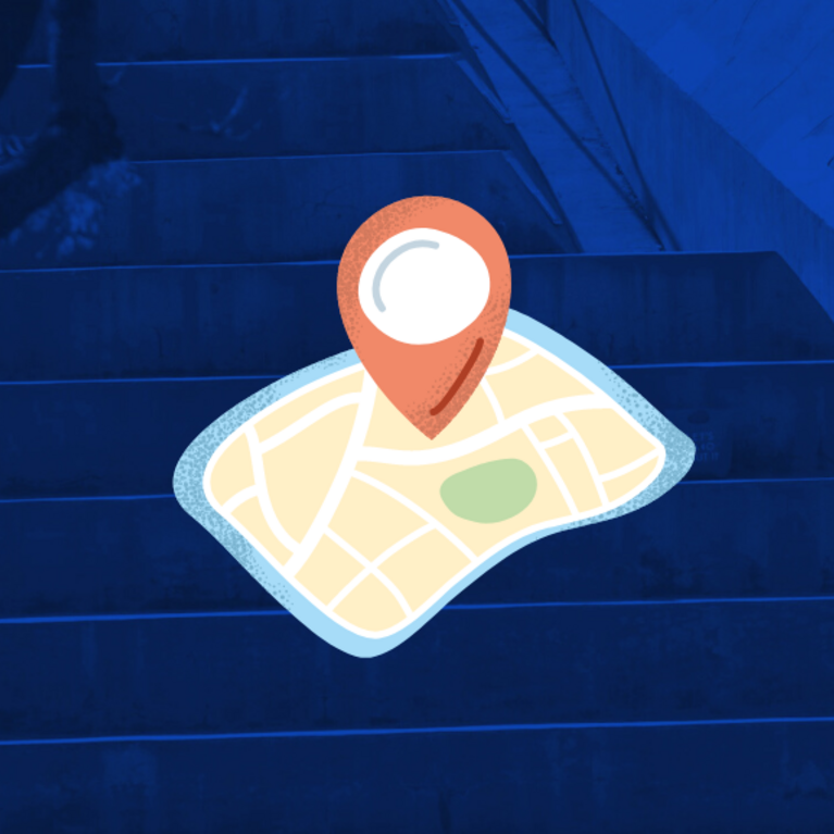 map navigation icon on blue gradient