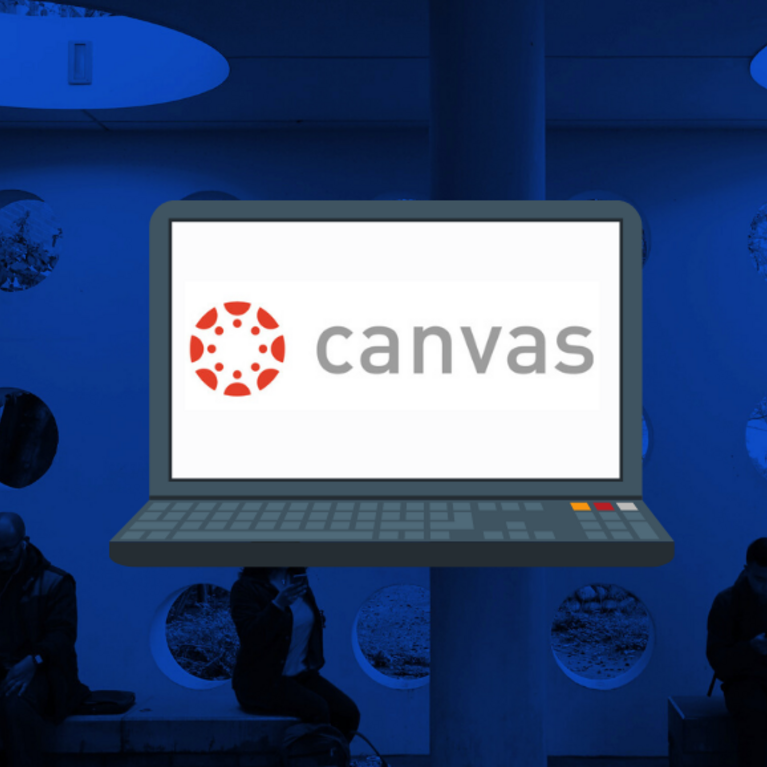 A computer screen with the canvas logo over Watkins wall