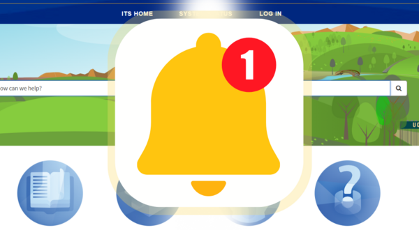 Notification bell on top of the UCR ServiceNow homepage