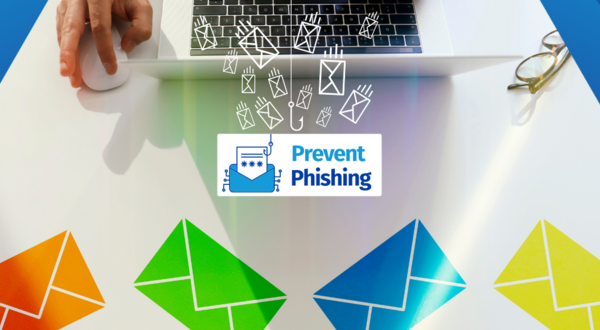 Image of envelope with hook and the words Prevent Phishing