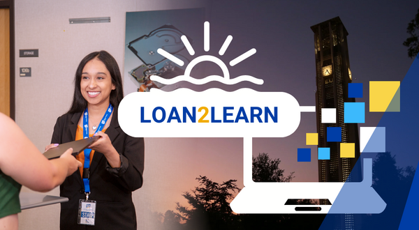 Decorative. Banner text reads: Loan2Learn.