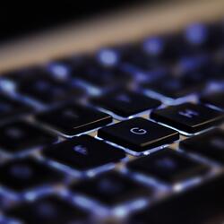 close-up of glowing neon keyboard