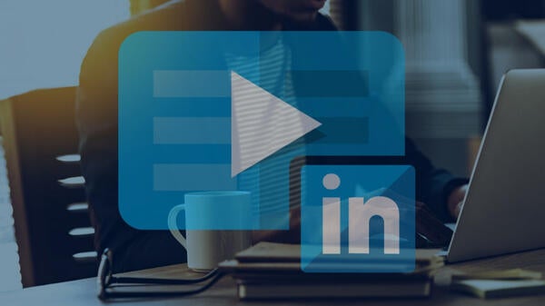 Image of person on laptop with UCR LinkedIn Learning Icon