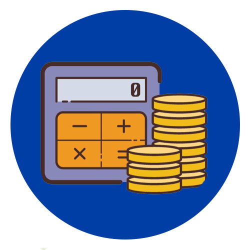 calculator and coins icon