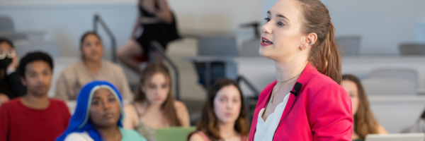 professor looks at students during lecture