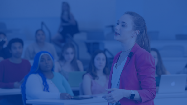 professor teaches in front of classroom