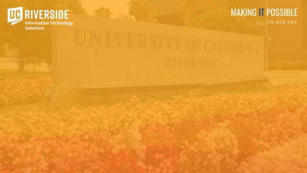 UCR campus signage with flowers