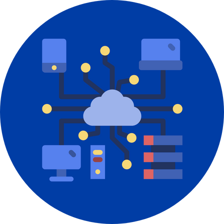 Animated cloud connecting to multiple devices