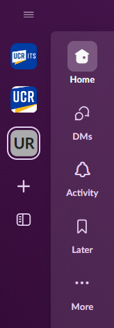 new Slack sidebar featuring workspace icons and Slack tools