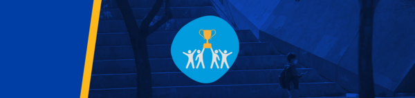 A graphic of four figures holding up a gold trophy.