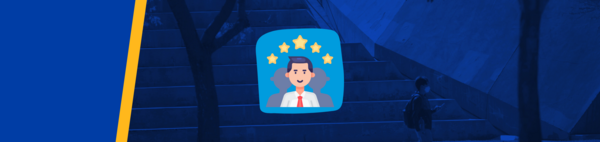 A graphic of an employee with 5 stars over their head