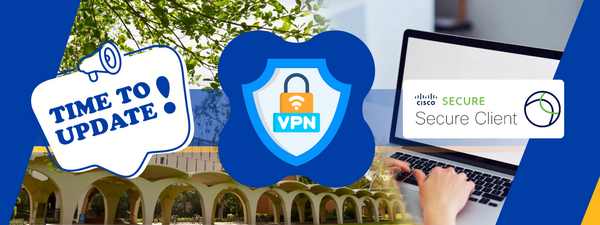 Image of a lock and the word VPN with a "time to update" call to action on the left and the Cisco Secure logo on the right