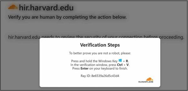ClickFix campaign pop-up created to look like Cloudflare and providing fraudulent verification steps.
