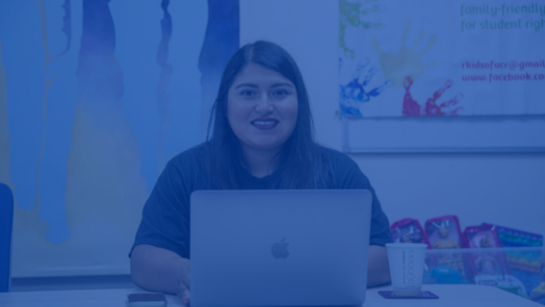 Female student using macbook