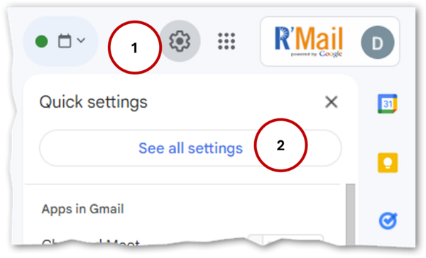 Image displaying how to access Gmail settings