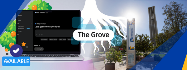 Decorative. Banner text: The Grove available.