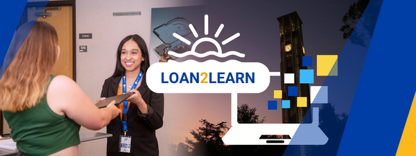 Decorative. Banner text reads: Loan2Learn.