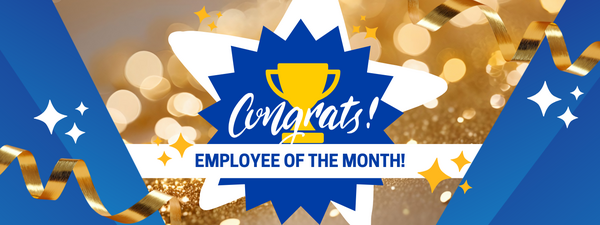 Decorative. Banner text reads: Congrats Employee of the Month!