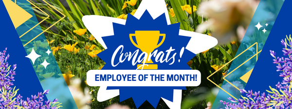 Decorative. Banner text reads: Congrats Employee of the Month!