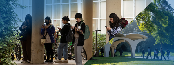 Students walking on campus