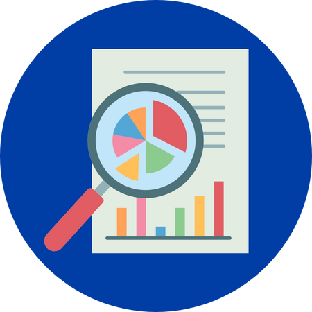 animated magnifying glass over charts