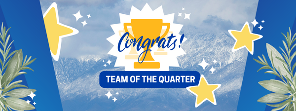 Decorative. Banner text reads: Congrats Team of the Quarter!
