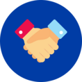 An icon of two firmly shaking hands.
