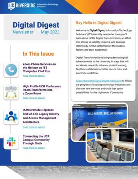 Front Page of Digital Digest Newsletter - Issue 1