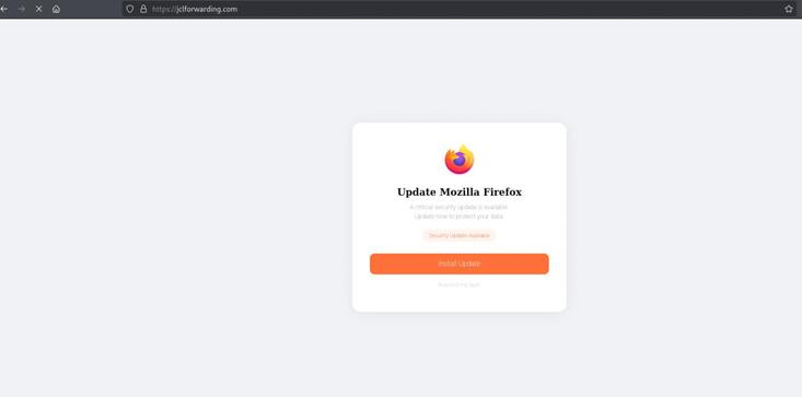 Fraudulent Mozilla Firefox browser update notice.